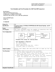 Draft Test Schedule and Test Procedure for 100 Watt HF Transceiver