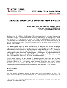 information bulletin deposit insurance information by-law