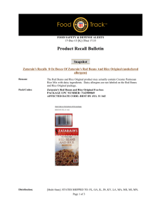 Product Recall Bulletin