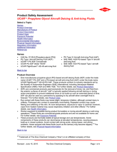 Product Safety Assessment UCAR™ Propylene Glycol Aircraft