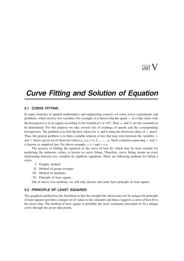 Curve Fitting And Solution Of Equation