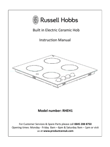 Built in Electric Ceramic Hob Instruction Manual