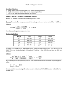 EE301 - Voltage and Current 1 Learning Objectives Standard