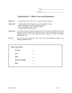 Experiment 3 – Ohm`s Law and Resistance