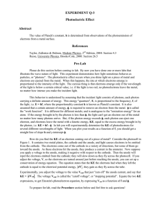 EXPERIMENT Q-3 Photoelectric Effect Abstract References Pre-Lab