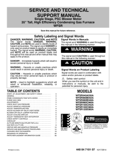 SERVICE AND TECHNICAL SUPPORT MANUAL ! WARNING
