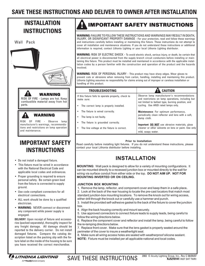 Lithonia Lighting Installation Manual | Shelly Lighting
