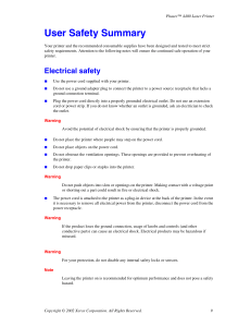 User Safety Summary - Xerox Support and Drivers