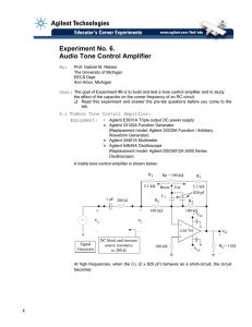 Experiment No. 6. Audio Tone Control Amplifier