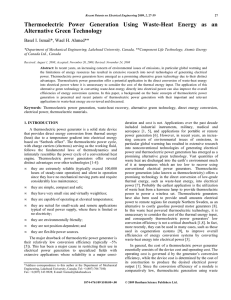 Thermoelectric Power Generation Using Waste