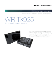 WIR TX925 Specifications