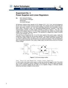 Experiment No. 3. Power Supplies and Linear Regulators