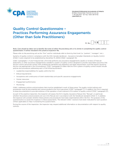 Quality Control Questionnaire
