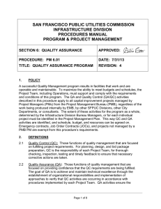 PM 6.01 Quality Assurance Program