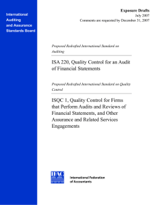 ISA 220, Quality Control for an Audit of Financial