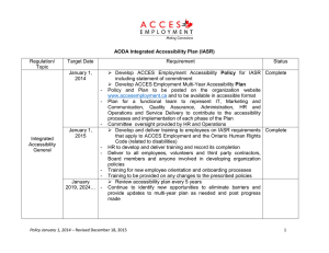 AODA Integrated Accessibility Plan (IASR