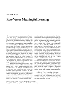 Rote Versus Meaningful Learning