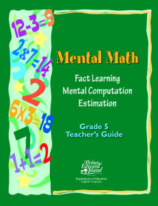 Mental Math Grade 5 Teachers Guide