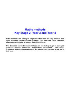Maths methods Key Stage 2: Year 3 and Year 4