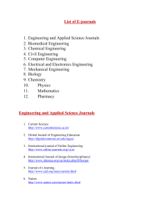 List of E-journals 1. Engineering and Applied Science Journals 2
