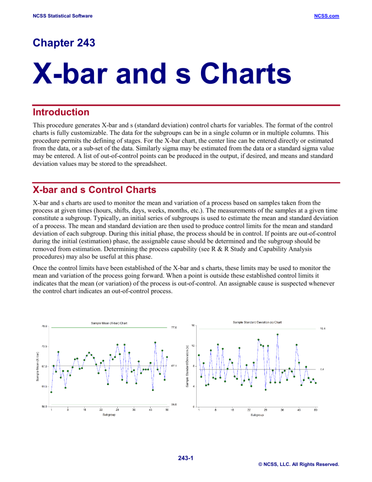 Xbar and s Charts