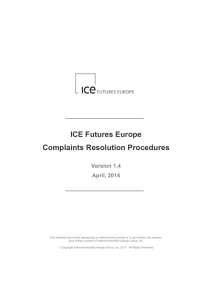 ICE Futures Europe Complaints Resolution Procedures