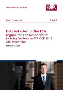 Detailed rules for the FCA regime for consumer credit