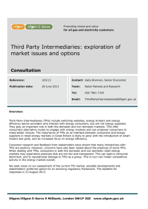 Third Party Intermediaries – exploration of market issues and options