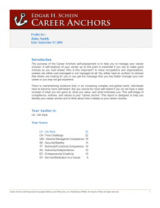 Schein Career Anchor Report - Career Anchors