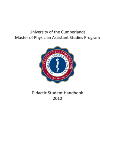 University of the Cumberlands Master of Physician Assistant Studies