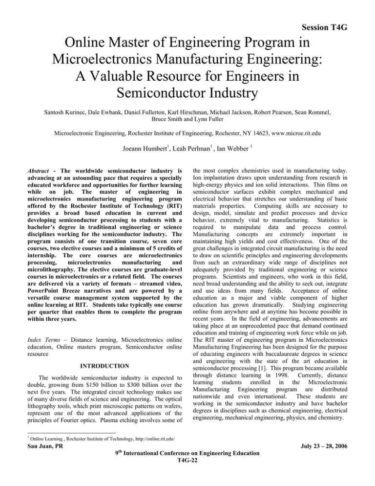 Online Master of Engineering Program in