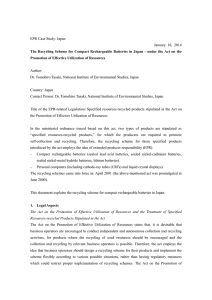 The Recycling Scheme for Compact Rechargeable Batteries in Japan