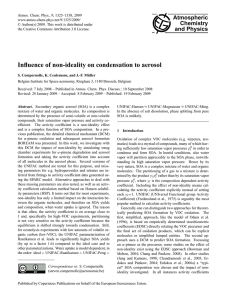 Influence of non-ideality on condensation to aerosol