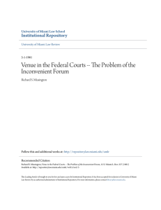 Venue in the Federal Courts -- The Problem of the Inconvenient Forum