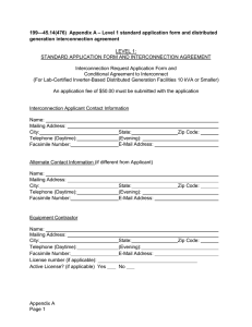 Level 1: Standard Application Form and Interconnection Agreement