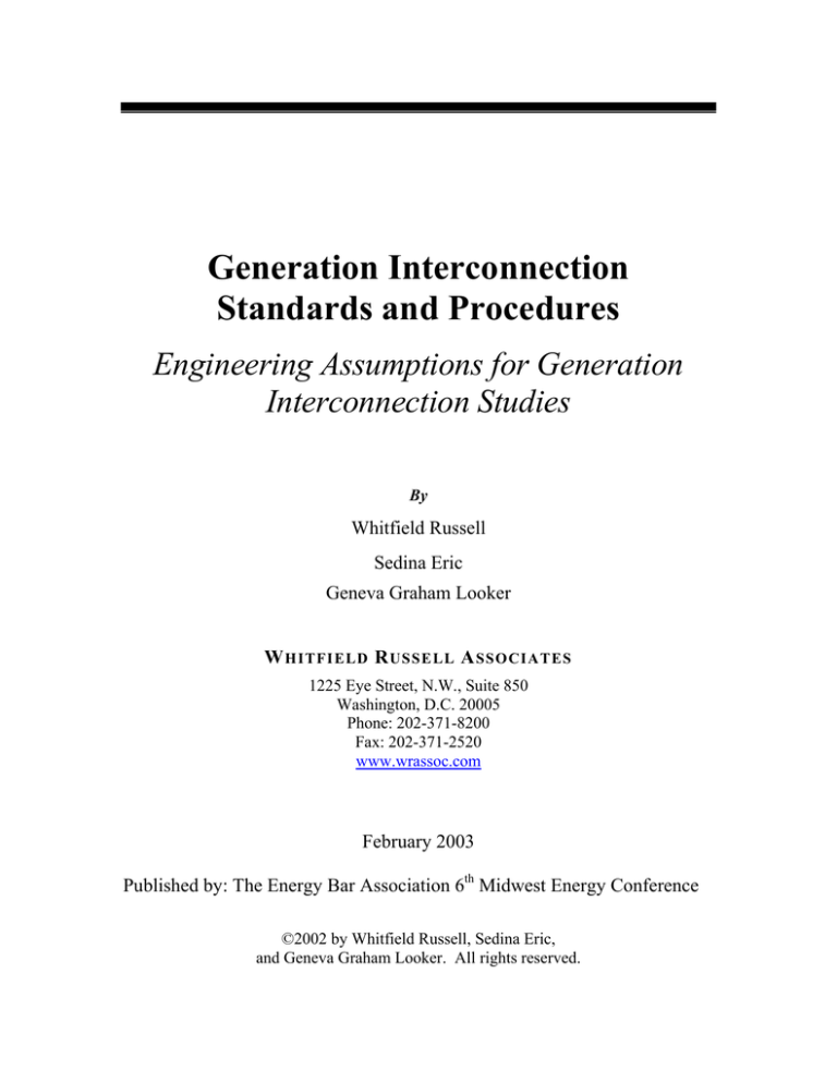 Generation Interconnection Standards And Procedures