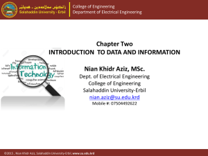 Chapter Two INTRODUCTION TO DATA AND INFORMATION Nian