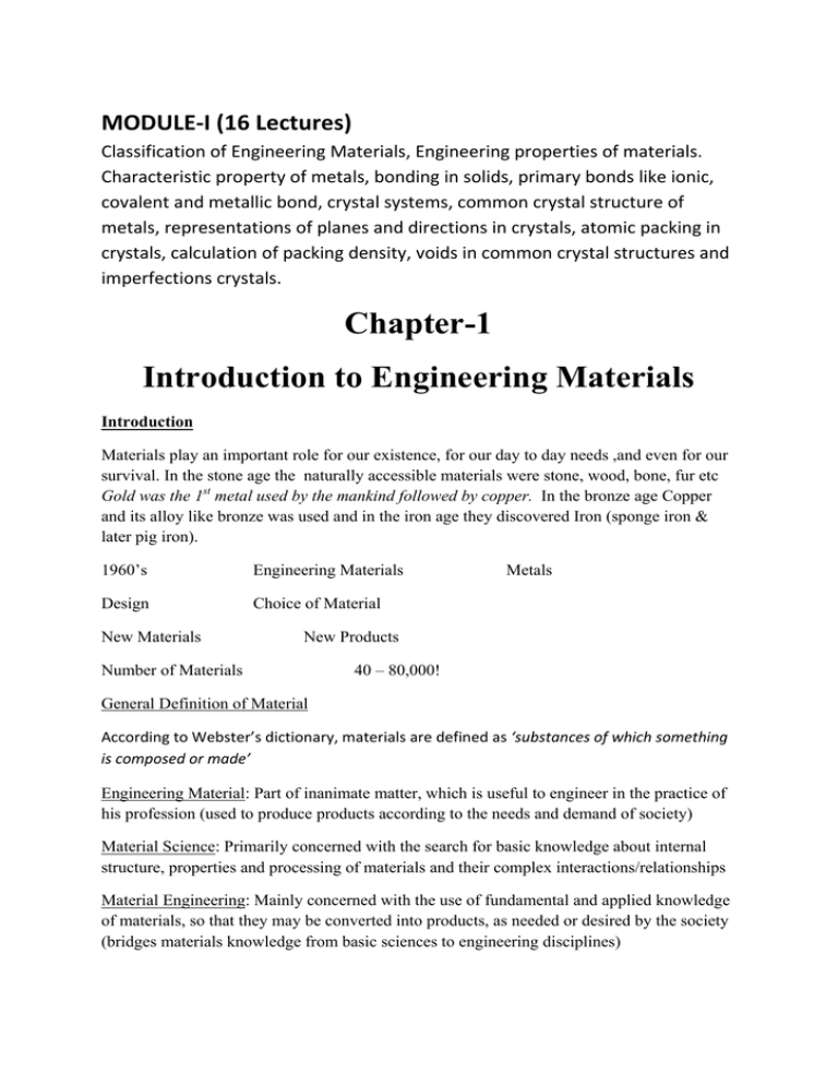 Chapter-1 Introduction To Engineering Materials