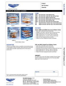 Bakery Cases, Acrylic - Specification Sheet