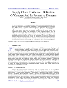 Supply Chain Resilience: Definition Of Concept And Its Formative