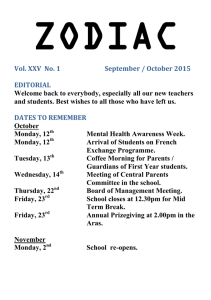 Vol. XXV No. 1 September / October 2015 EDITORIAL Welcome