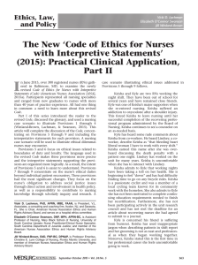 The New Code of Ethics for Nurses Practical Clinical Application Part II