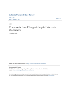 Commercial Law: Changes in Implied Warranty Disclaimers