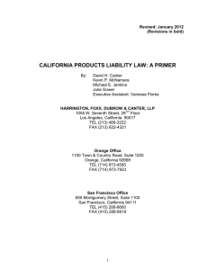 california products liability law: a primer