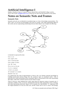 Artificial Intelligence I Notes on Semantic Nets and Frames