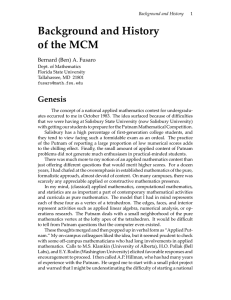 Background and History of the MCM