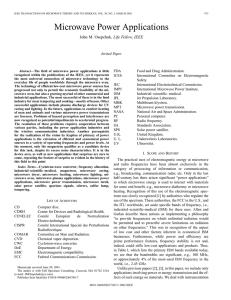 Microwave power applications - Microelectronics Research and