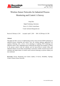 Wireless Sensor Networks for Industrial Process Monitoring and