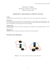 University of Calgary Labatorial 4: Introduction to Electric Circuits