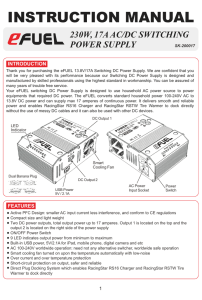 instruction manual 230w, 17a ac/dc switching power supply